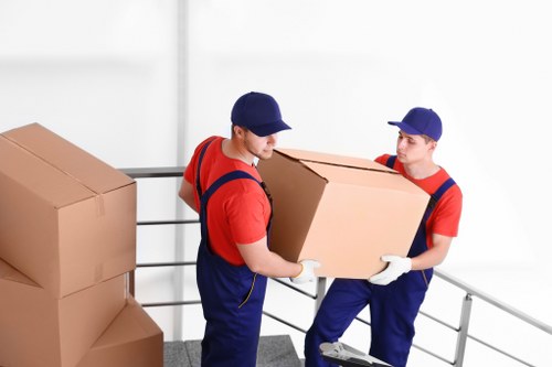 Packed household items ready for transport during a Norwood Green house move