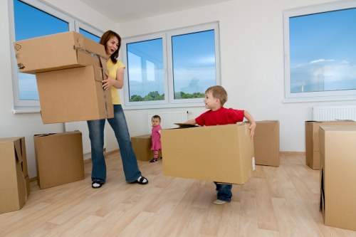 Boxes and furniture loaded for a local house removal service