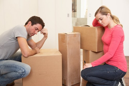 Household items and boxes prepared for a move in Norwood Green