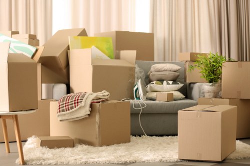 Preparation checklist and packed moving boxes in a Norwood Green home